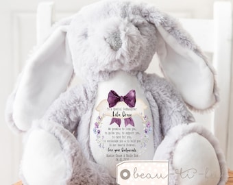 Personalised Promise Godchild Godson Goddaughter Christening Baptism Gift Godparents Godmother Auntie Uncle Bunny Rabbit Soft Toy Keepsake