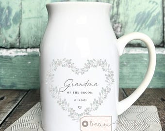 Personalised Ceramic Grandma of Bride Groom gift Nanny Nan Gran Grandma wedding gift Keepsake Small Vase Jug Mug Gift from son daughter gift
