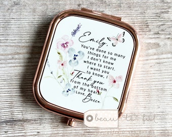 Personalised You've done so many things for me Quote Wildflower Floral Square Rose Gold Compact Pocket Mirror Best Friend Thank you gift