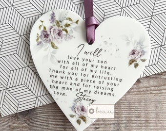 Personalised I will love your son/daughter Mother Groom Bride Gift Thank you Gift parents Lilac Greenery Acrylic Wedding Keepsake Ornament