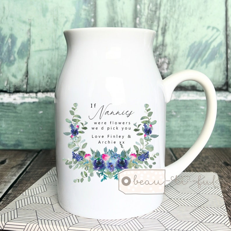 Personalised If were flowers Id wed pick you Mum Nanna Grandma Home Sunflowers Floral Ceramic Small Vase Jug Mug Birthday gift image 9