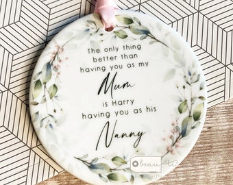 Personalised Mum Mom Mother Gift Sentiment The only thing better than having you as Quote sunflower Ceramic or Acrylic hanging keepsake