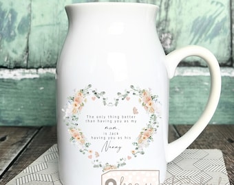 Personalised The only thing better than having you Mum Mummy Gran Nanna Nanny Grandma Floral Ceramic Small Vase Jug Mug Birthday gift