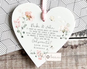 Personalised Will you be my Godmother gift Godfather Godparents Proposal Godchild Christening Baptism Floral Greenery Acrylic Keepsake