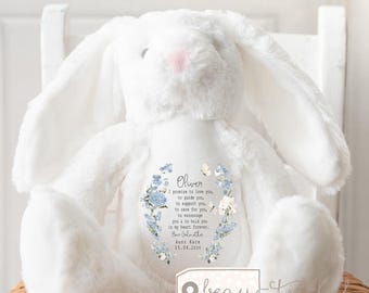 Personalised Promise to Godchild Godson Goddaughter Christening Baptism Gift Baby Girl Boy Godparents Godmother Rabbit Soft Toy Keepsake
