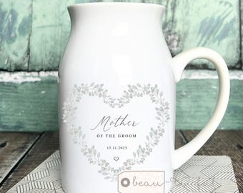 Personalised Ceramic Mother of Bride gift Mother of Groom Mum wedding gift  Keepsake Small Vase Jug Mug Gift from son daughter gift