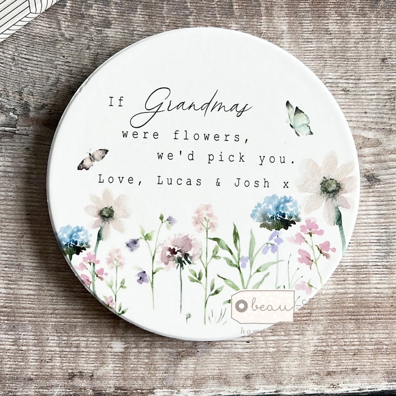 Personalised If were flowers Id wed pick you Mum Nanna Grandma Home Wildflower Lavender Floral Ceramic Small Vase Jug Mug Birthday gift Ceramic coaster