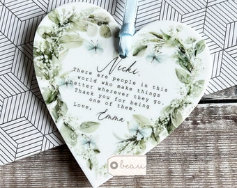 Personalised There are people in this world Gift Quote Butterfly Greenery Design Heart Acrylic Ornament Workmate Friendship Keepsake