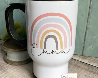 Personalised Travel mug - Friend gift - Travel mug gift - Teacher gift - Insulated hot drink mug - Thermal mug - Mug Flask - Rainbow mug