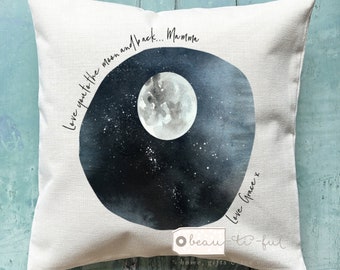 Personalised Mother’s Day gift Love you to the moon and back Mum Mom Mummy Mam Gift for Mum Home Quote Linen Style Cushion cover