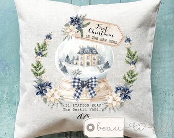 Personalised First Christmas New Home Christmas gift at Address in House New home gift cushion gift Keepsake Gift for New Home