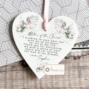 Personalised Mother of Groom Bride Thank you from Bride Groom wedding gift Greenery Acrylic or ceramic Decoration Ornament Wedding Keepsake