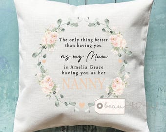 Personalised The only thing better than having you as.. Quote Peach Floral Design Home Quote Linen Style Cushion Mother’s Day Birthday