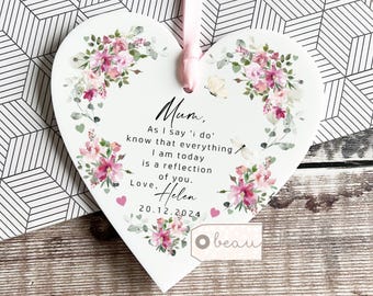 Personalised Mother of Groom Bride As I say I do Thank you Bride Groom Quote Floral Rose Greenery Acrylic Heart Ornament Wedding Keepsake