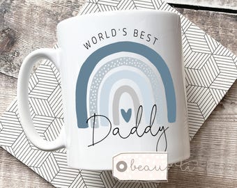 Personalised Father’s Day gift Dad Father Daddy Grandad Grandpa Gramps Thank you Gift Add your own text Rainbow Heart Mug  Appreciation Gift