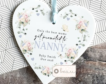 Personalised Mum Mom Mother Nanna Grandma Gift Only the Best get Promoted Heart ornament Mother’s Day Pregnancy reveal announcement Auntie
