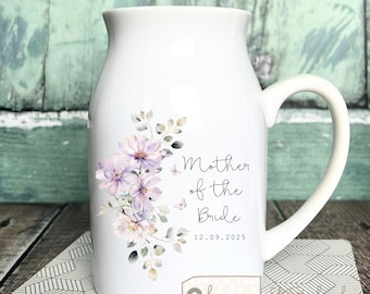 Personalised Ceramic Mother of Bride gift Mother of Groom Mum wedding gift  Keepsake Small Vase Jug Mug Gift from son daughter gift