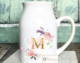Personalised Name Nanna Nanny Mum Auntie Grandma Mama Home Wildflower Floral Ceramic Small Vase Jug Mug Birthday gift