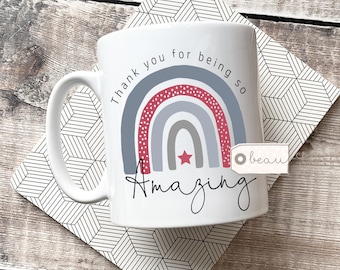 Personalised Thank you gift Teacher gift Teaching assistant nursery teacher gift Add your own text Star Rainbow Mug - gift mug - cup