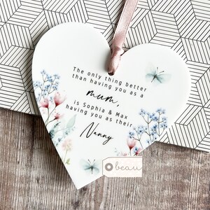 Personalised Mum Mom Nanny Mother Gift Sentiment The only thing better than having you Pink Wildflower Heart Floral Acrylic hanging keepsake