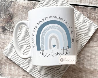 Personalised Thank you gift Teacher gift Teaching assistant nursery teacher gift Add your own text Star Rainbow Mug - gift mug - cup
