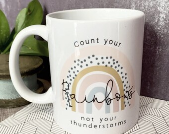 Personalised Count your rainbows Pastel Rainbow Quote Mug - gift mug - cup