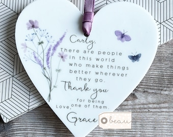 Personalised Thank you gift There are people in this world Gift Quote Butterfly Greenery Heart Acrylic Ornament Workmate Friendship Keepsake