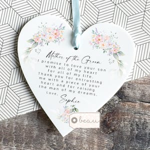 Personalised Mother of Groom Bride Thank you from Bride Groom wedding gift Greenery Acrylic or ceramic Decoration Ornament Wedding Keepsake