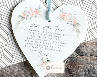 Personalised Mother of Groom Bride Thank you from Bride Groom wedding gift Greenery Acrylic or ceramic Decoration Ornament Wedding Keepsake