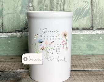 Personalised If … were flowers I’d we’d pick you Mum Nanna Grandma Mother’s Day Wildflower Floral Ceramic Small Vase Jug Mug Birthday gift