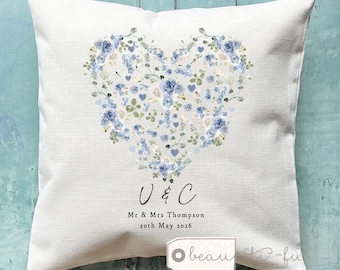 Personalised Wedding Cushion, Mr Mrs Gift, Greenery Design Newlywed Present, Bride Groom present, New couple gift, Just Married, Anniversary
