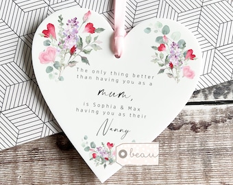 Personalised Mum Mom Mother Gift Sentiment The only thing better than having you Lilac Wildflower Heart Floral Acrylic hanging keepsake