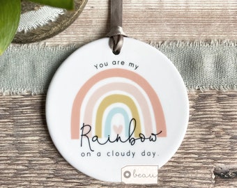 You are my Rainbow Quote Pastel rainbow Design Ceramic Round Decoration Ornament Keepsake