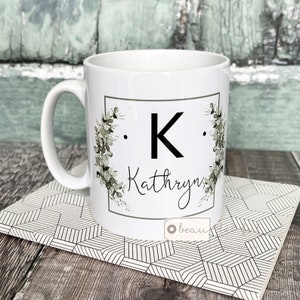 Personalised Name Modern Greenery Mug