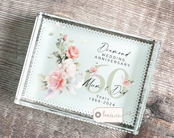 Personalised Wedding Anniversary Gift Names Mr & Mrs 25th 50th 1st 40th Ruby Greenery Freestanding block Decoration Ornament Keepsake