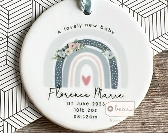 Personalised New baby gift Lovely new baby quote Newborn Baby girl boy gift Rainbow ceramic or acrylic Ornament Keepsake