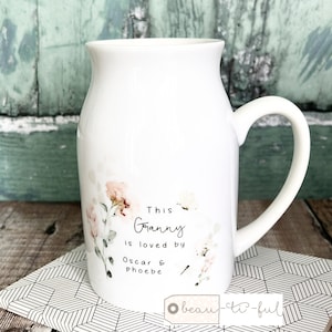 Personalised This Mum Nanna Nanny Grandma is loved by… Home Wildflower Butterfly Floral Ceramic Small Vase Jug Mug Birthday gift