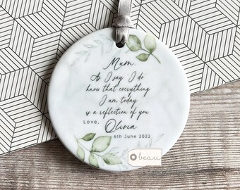 Personalised Mother of Groom Bride As I say I do Thank you from Bride Groom Greenery Leaf Ceramic or Acrylic Round Ornament Wedding Keepsake
