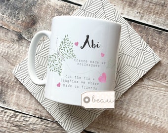 Personalised Friend gift Chance made us colleagues Quote Workmate gift Butterfly Mug Friendship