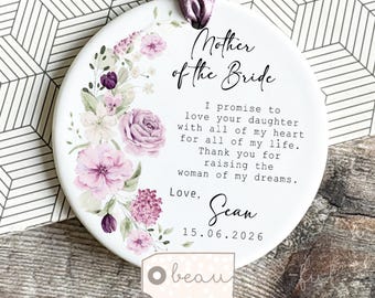Personalised Mother of Groom Bride Gift Thank you from Bride Groom New Mr Mrs Floral Ornament Wedding Keepsake