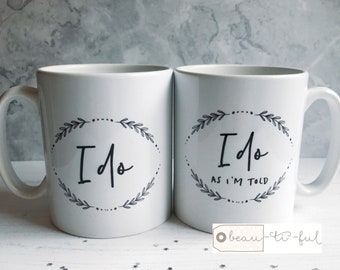 Wedding gift mug set I do I do as I’m told Mr Mrs Newlywed Gift Couple Wedding Gift Mugs Black and white Ceramic Tea mug-coffee Mug-Gift mug