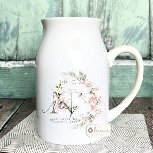 Personalised This Mum Nanna Nanny Grandma is loved by… Home Wildflower Butterfly Floral Ceramic Small Vase Jug Mug Birthday gift