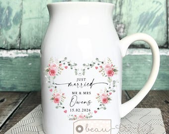 Personalised Wedding Gift, Personalised Wedding Bud Vase Mug Jug, Just Married Gift, Wedding Day Gifts, Mr Mrs Gift, Wedding Gift for Couple