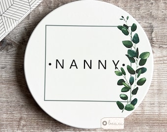 Personalised… Mum Gran Nanny Nan Nanna Modern Greenery Ceramic Coaster Name gift Friend gift Home gift Mother’s Day gift