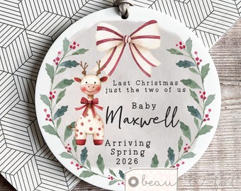 Personalised Last Christmas Just the two of us Pregnancy Pregnant Bump Pregnancy Announcement New Baby gift Ornament Keepsake Tree Bauble
