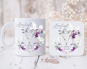 Personalised Loveliest Mum Granny Nan Auntie Nanny Lavender Greenery Wreath Ceramic Mug Tea mug coffee Mug - Gift mug Sister Grandma Teacher