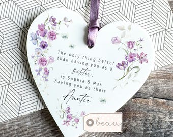 Personalised Sister Aunty Auntie Gift Sentiment The only thing better than having Lilac Pink Wildflower Heart Floral Quote Acrylic keepsake