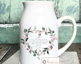 Personalised Friend gift It’s not what we have in life gift Floral Ceramic Small mug jug vase Friendship Home Bud vase gift