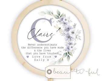 Personalised Compact Mirror, Floral Greenery, Thank you, Friendship Appreciation Gift, Teacher, Mentor, Nursery teacher, Leaving, Retirement