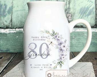 Personalised gift Birthday gift Special Birthday Milestone 21 30 40 50 60 70 Any age gift Floral Ceramic Small Vase Jug Mug Mum Friend Nanny